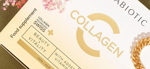 Close-up of a Primabiotic Collagen food supplement box