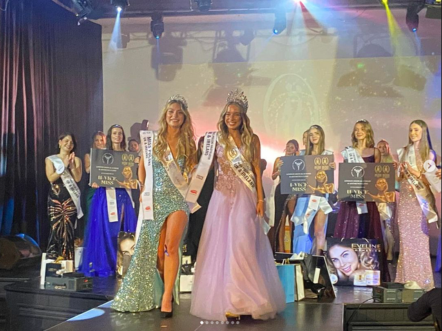 Contestants on stage at the Miss Polski UK and Ireland final