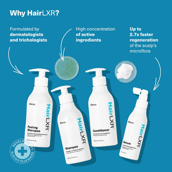 Dermz Hair LXR Shampoo + LXR Conditioner + LXR Peeling Shampoo + LXR Serum