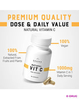 Vitamin C High Dose 1000 mg 90 Capsules Acerola Extract Natural - E-Drug