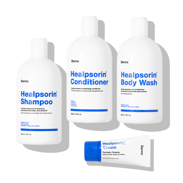 Dermz Healpsorin 4-Step Set: Shampoo + Conditioner + Body Wash + Cream