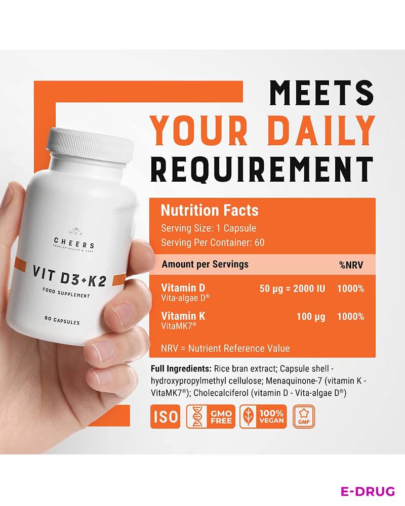 Vitamins D3+K2 The Biologically Active Vitamin Complex Cheers - E-Drug