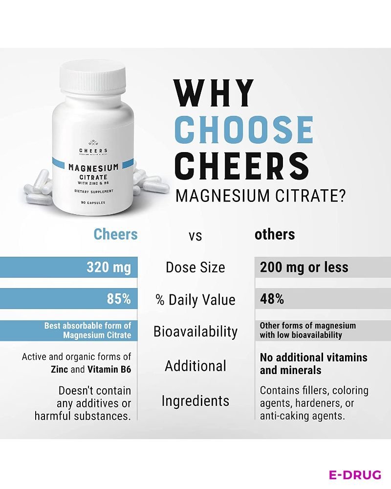 Magnesium Citrate with Zink and B6 from Cheers - E-Drug