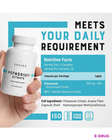 Potassium Citrate Capsules 333mg Highly Bioavailable, Organic Form - E-Drug