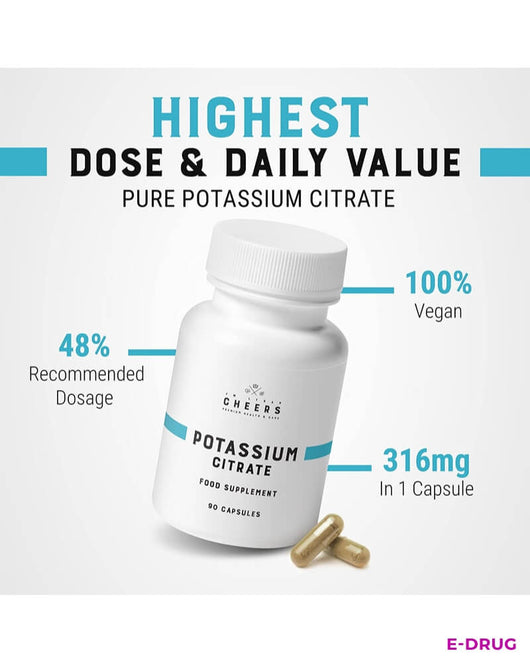 Premium Potassium Citrate Capsules 333mg Highly Bioavailable, Organic Form Cheers