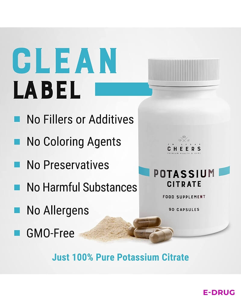 Potassium Citrate Capsules 333mg Highly Bioavailable, Organic Form - E-Drug